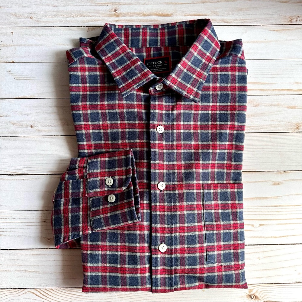 UNTUCKit Passaros Tre navy/red/grey check flannel size X-large Tall